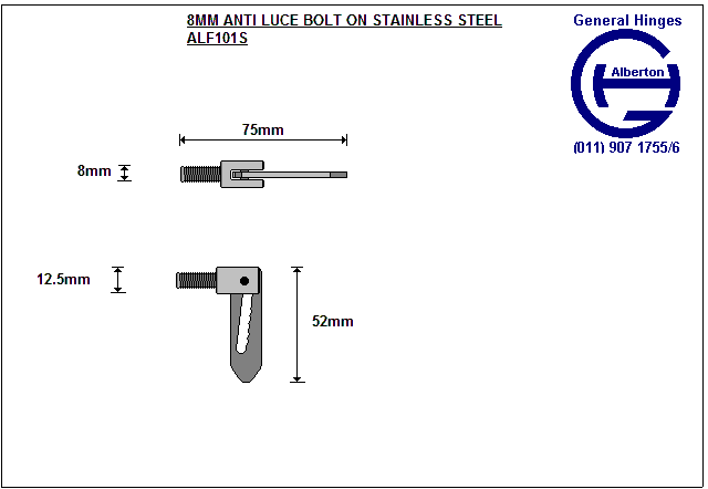 8MM ANTI LUCE BOLT ON STAINLESS STEEL - Image 2
