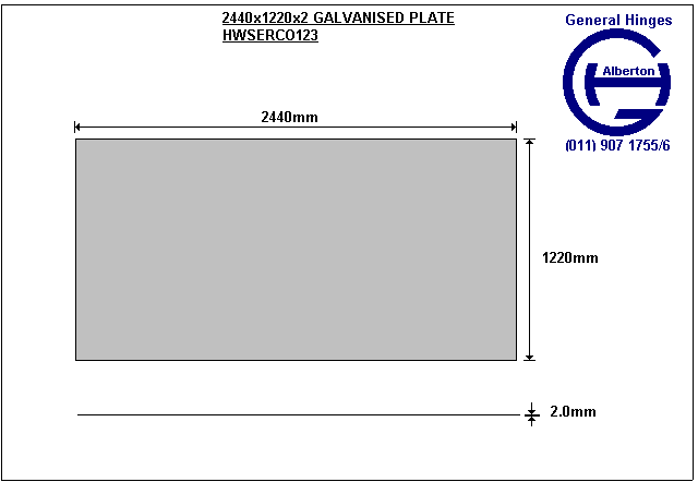 2440x1220x2.0 GALVANISED PLATE - Image 2