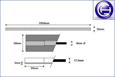 1.850 x 50 x 3 (6 x 2 x 10)